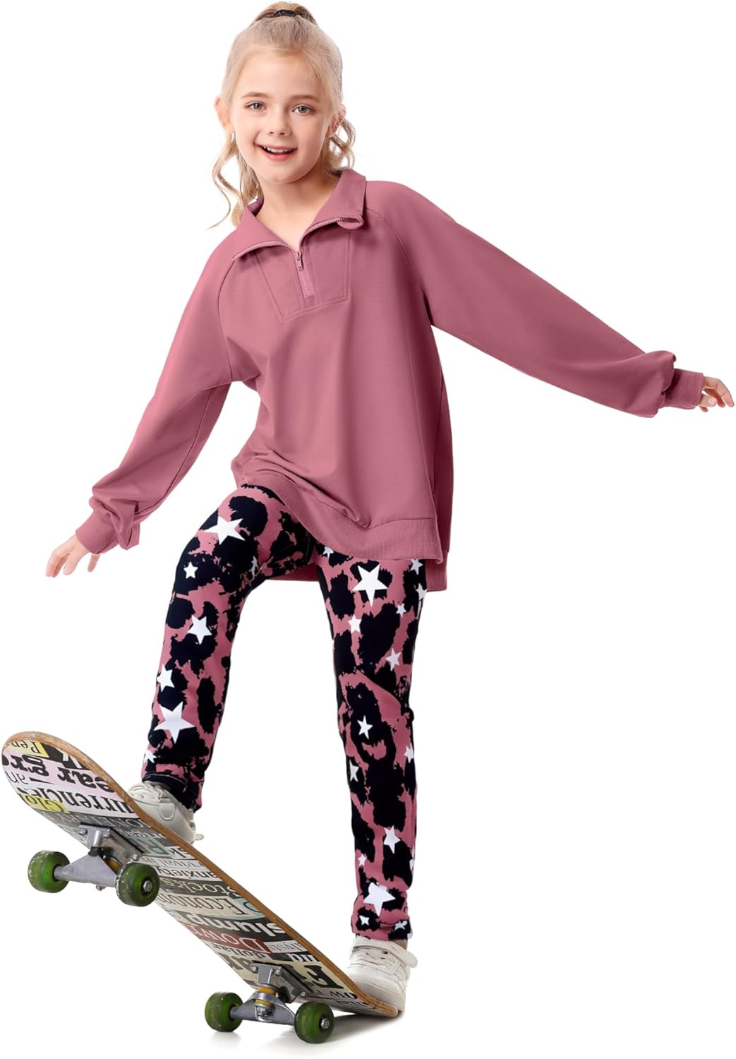 Girls Clothes Fashion Half Zip Sweatshirt Tie Dye Pants 2 Piece Girls Outfits Size 6-14Y Kids Activewear Set - Image 3