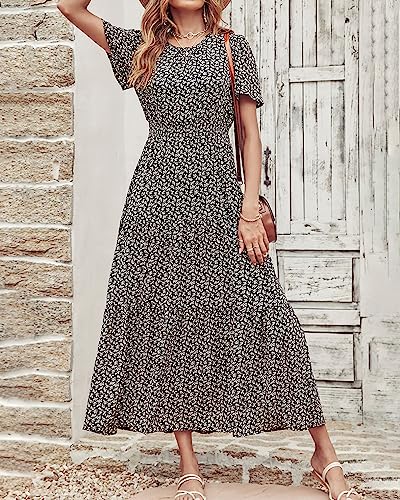 Image of PRETTYGARDEN Women's Casual Smocked Boho Floral A-Line Maxi Dress 2026