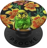 Vista 1 de Budgie Yellow Orange Marigolds Vintage Plant Pattern PopSockets Standard PopGrip