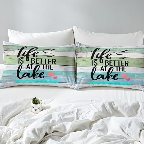 Miniatura 10 de Juego de ropa de cama con diseño de paleta de lago, funda de edredón para adultos y mujeres, estilo granja, decoración de casa de lago para el