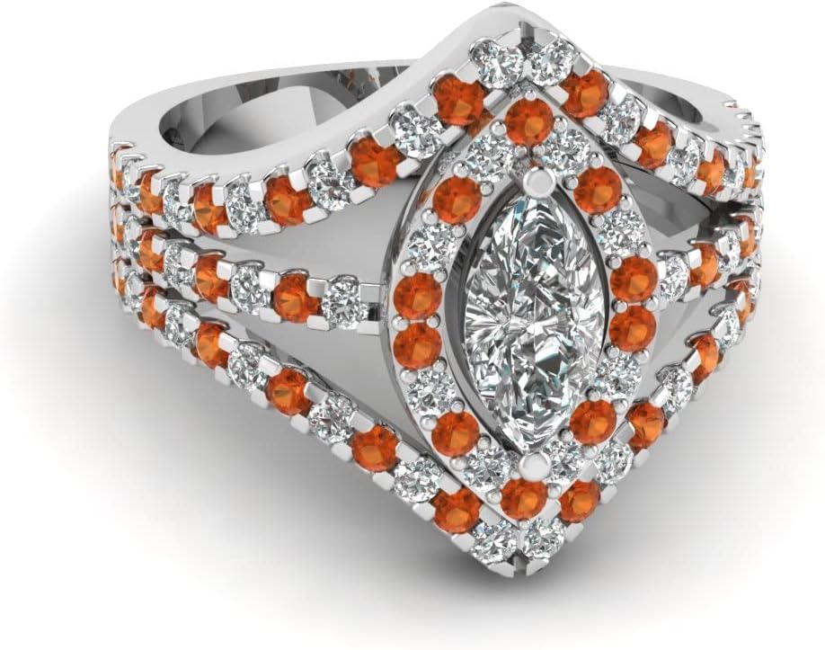 Choose Your Gemstone Royal Empress Ring 925 Sterling Silver Marquise Shape Halo Engagement Rings Ornaments Surprise for Wife Symbol of Love Clarity Comfortable US Size 4 to 12