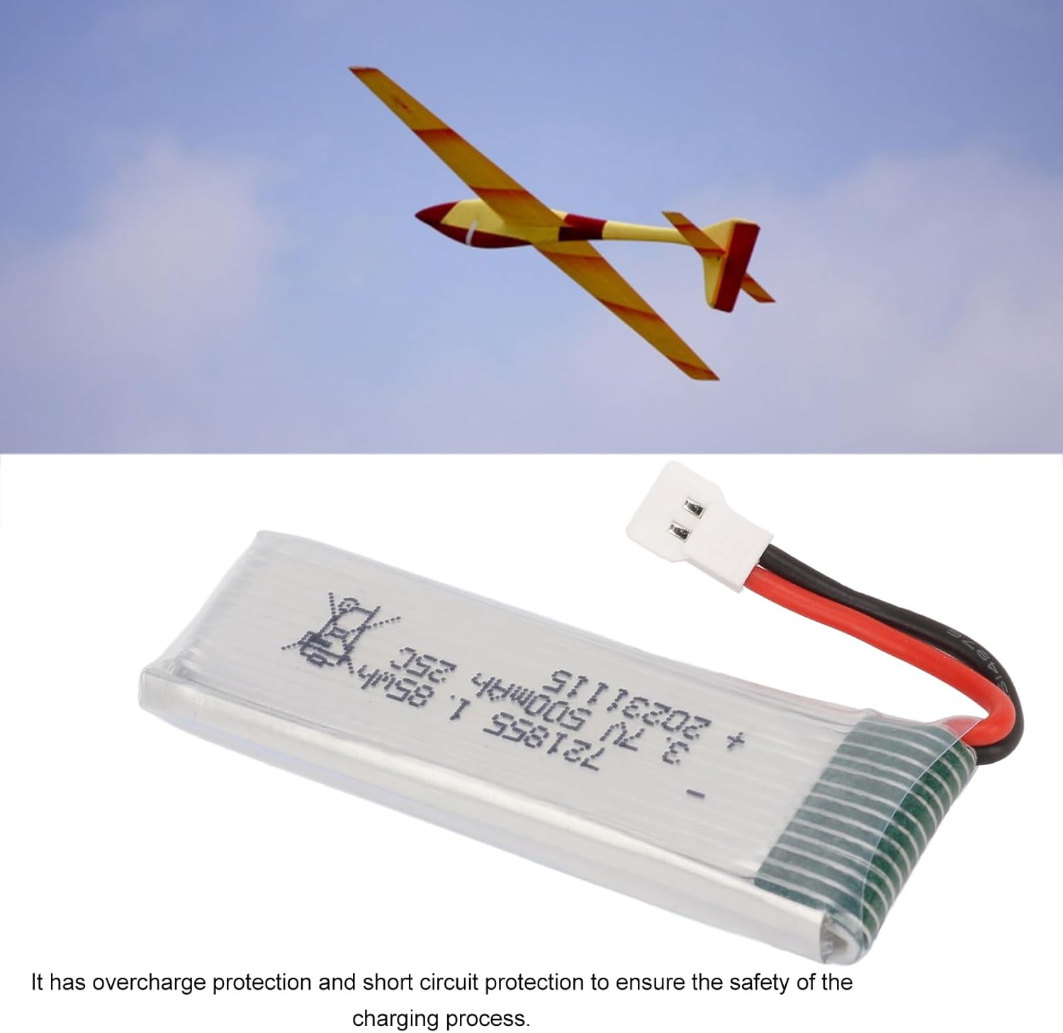 3.7V 500mAh RC Drone Lithium Battery with XH2.54 Plug RC Drone Battery for Udirc H37
