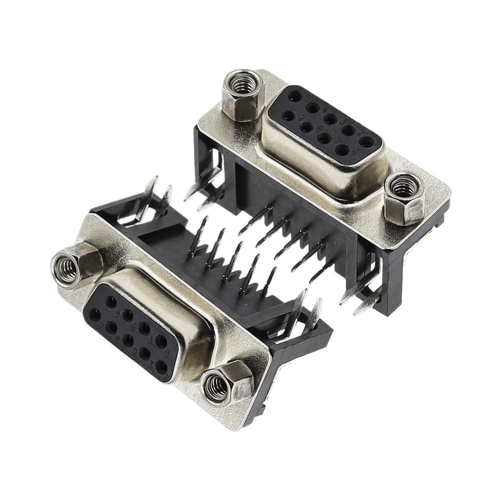 10PCS DB9 Female Male PCB Mount D-Sub 9Pin PCB Connector RS232 Connector 90-Degree Bent Needle DR9(10pcs Female)