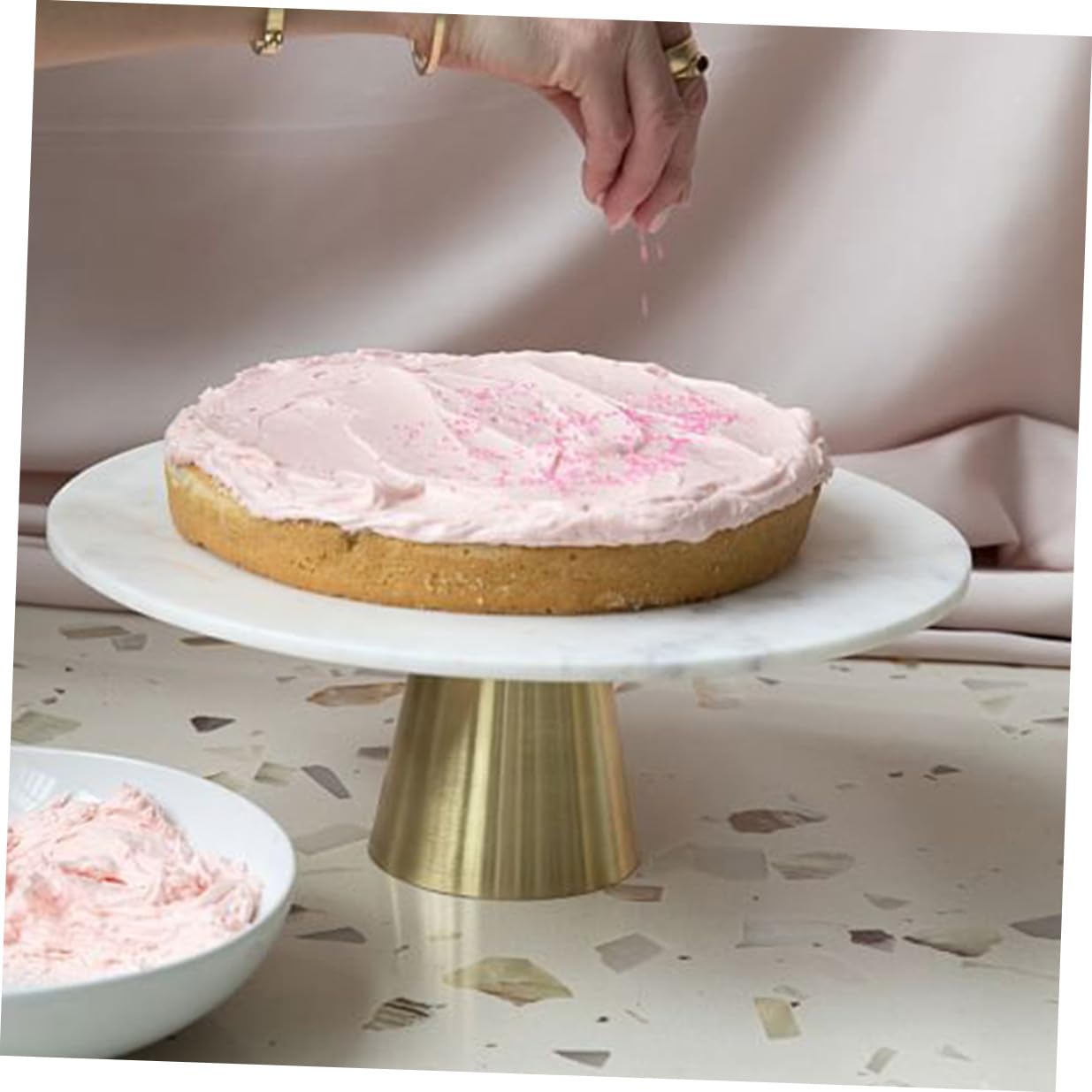 Healifty Marmor Kuchenständer 20cm Kompakter Dessert und Cupcake Präsentationsständer für Party und Geburtstag Langlebiges Servierregal für Kuchen und Muffins