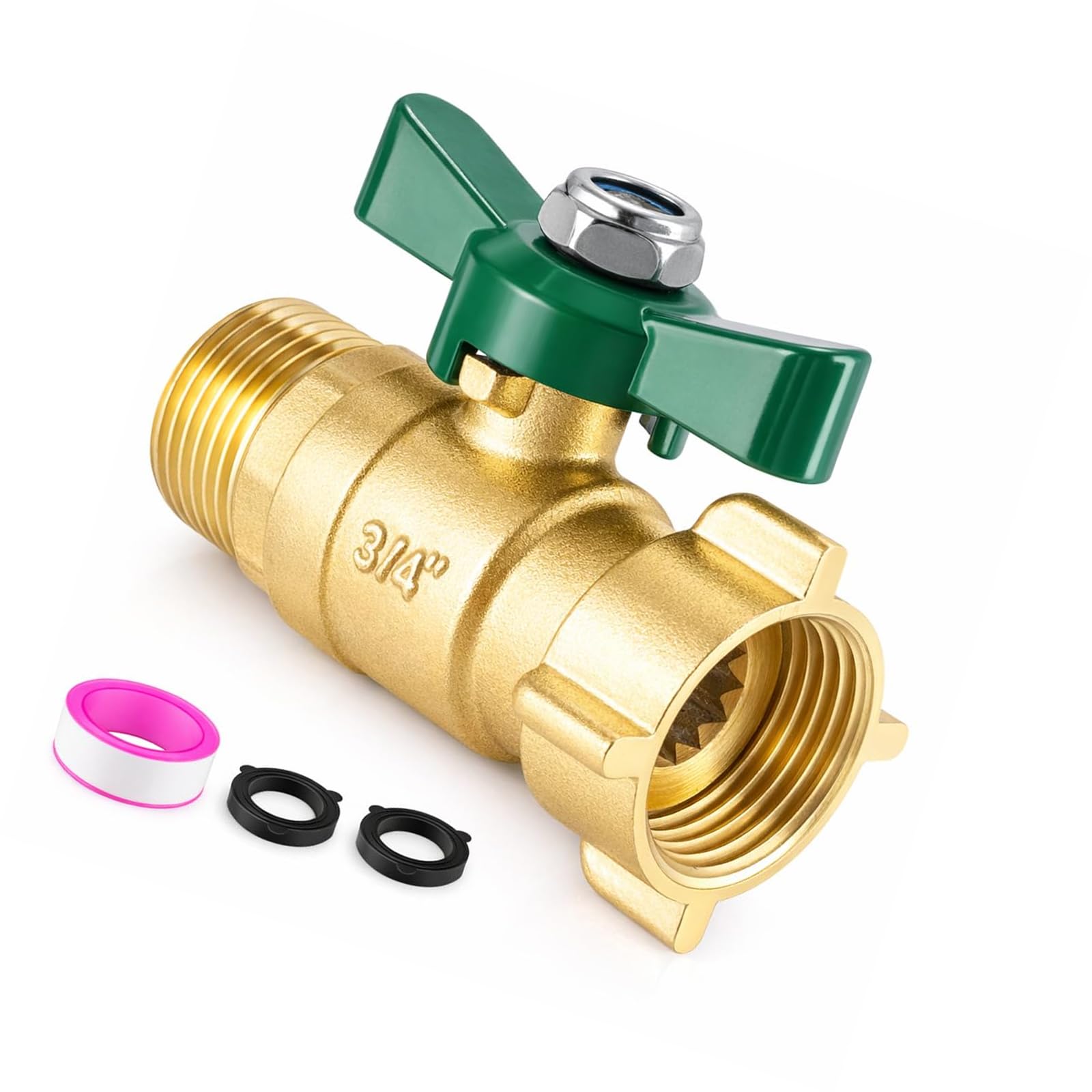 Resistant Brass Shut Off Valves with Swivels Fitting Ergonomic Thicke Handle Garden Hose Outlet Valves Shut Off
