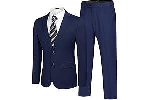 Men's 2 Piece Tailored Fit Suit Classic Fit 2 Button Dress Tuxedo...