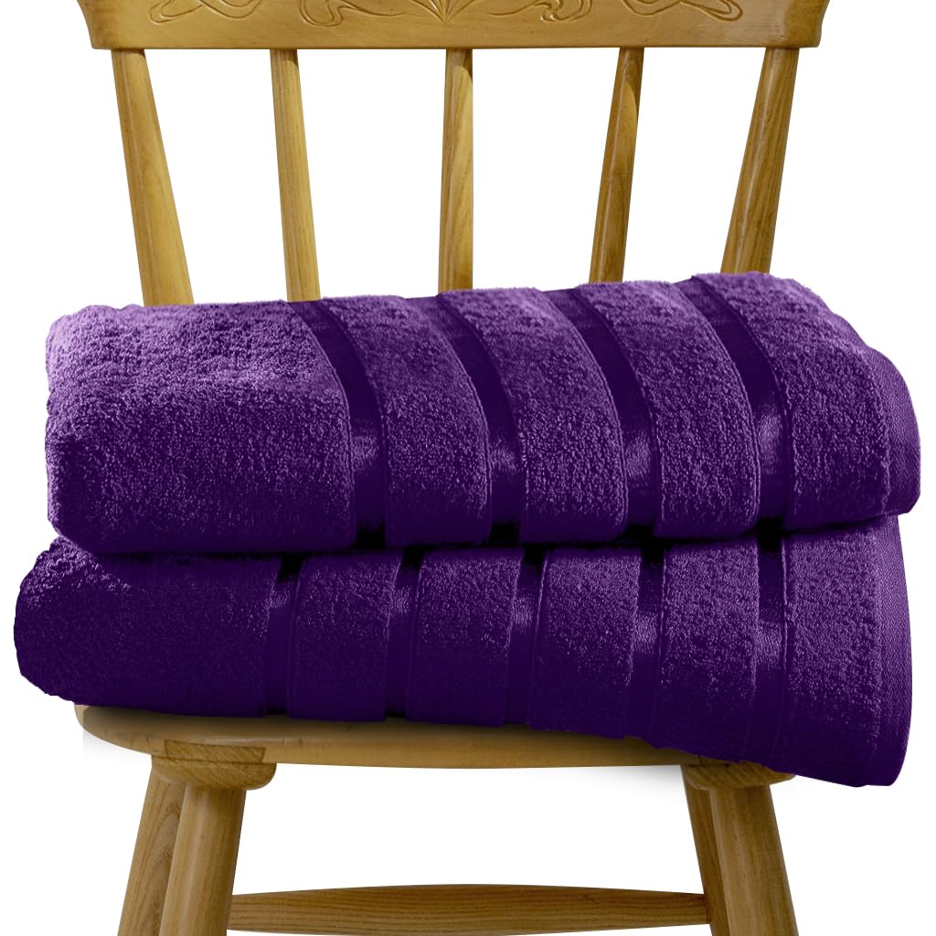 Gc Gaveno Cavailia Aubergine Gc Gaveno Cavalia 2Pk Bath Sheets 80X140 Cm - Egyptian Cotton Towels - Quick Dry Absorbent - 450 Gsm Towels