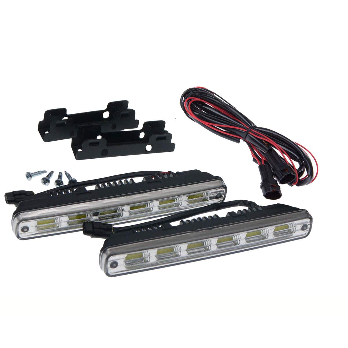 Luci di marcia diurna a LED, 6x COB Luci di circolazione diurne, DRL a LED, bianco 6000K, molto luminoso, DC 12V, 12W, E4
