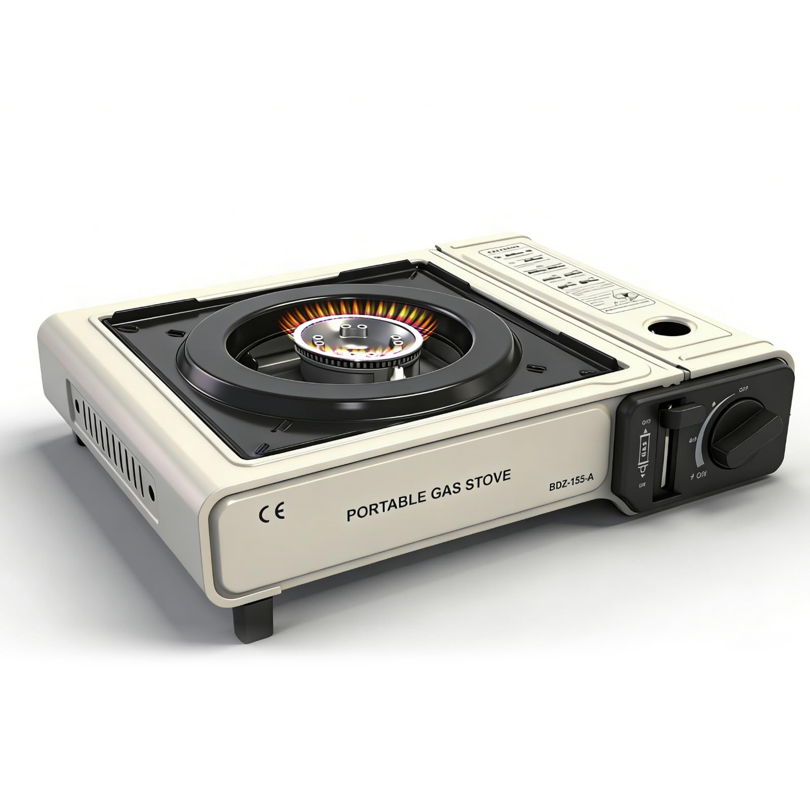 Camping Gas Portatil, Cocina de Gas Butano, Hornillo Camping Gas en Acero Inoxidable, Encendido Piezoeléctrico, Adecuado para Picnic, Camping, Exterior, Ideal para Emergencias, Blanco