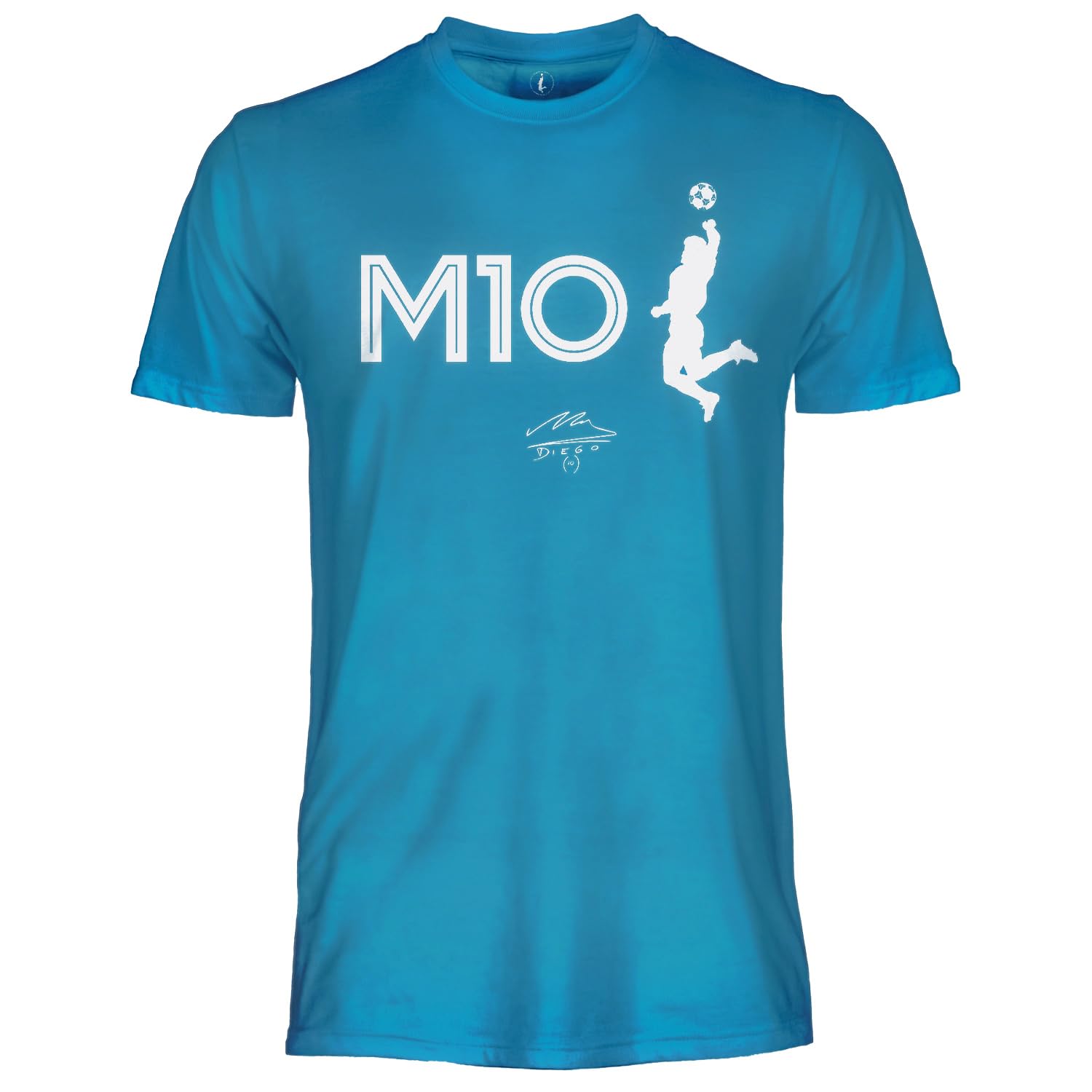 Maradona Official Logo Unisex Cotton T Shirt. Regular Fit T-Shirt for Adults and Boys, azure, M