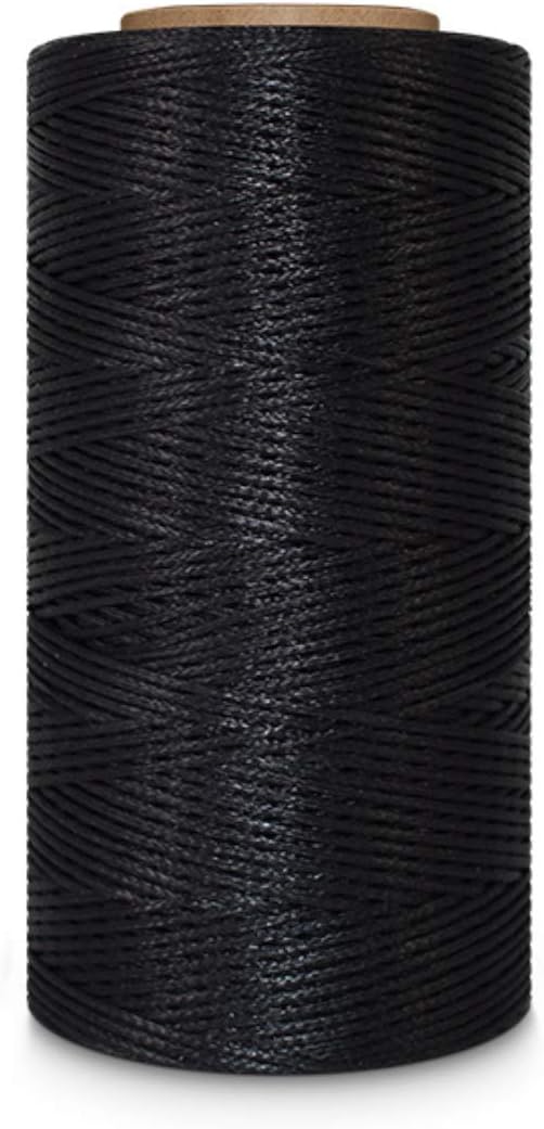 Leather Sewing Thread Stitching String - DIY Craft Flat Waxed Cord 284 Yards (Black)