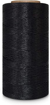 Leather Sewing Thread Stitching String - DIY Craft Flat Waxed Cord 284 Yards Black