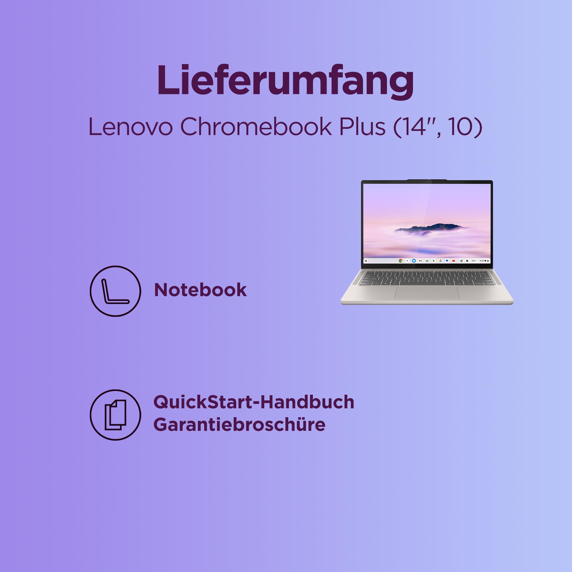 Lenovo Chrome Laptop | 14"WUXGA OLED Touch Display | MediaTek Kompanio Ultra 910 | 16GB RAM | 256GB SSD | ARM Immortalis G925 MC1 Grafik | ChromeOS | QWERTZ | Beleuchtet | Grau | 3 Monate Premium Care