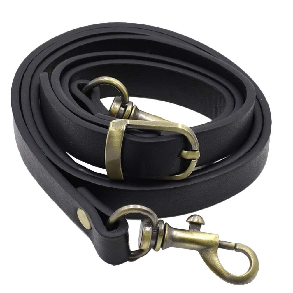 Easnea Black Replacement Shoulder Strap Pu Leather Shoulder Bag Strap With Swivel Hooks Clasp For Diy Purse Handbag Making Craft Brass Buckle