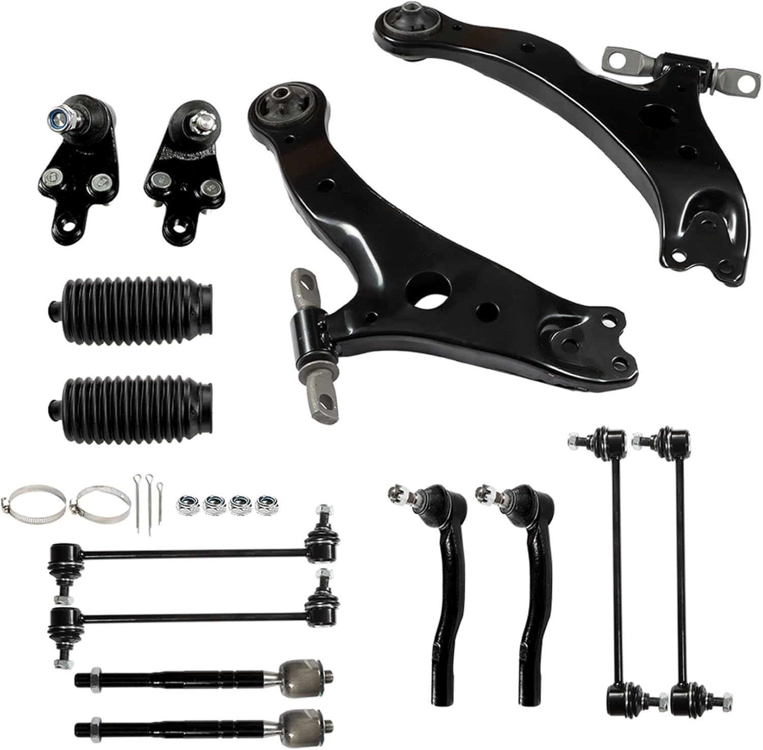 WFLNHB Front Suspension Lower Control Arm Ball Joint Sway Bar Link Tie Rod End Kit 14 Piece Set Replacement for Toyota Camry 2007 2008 2009 2010 2011