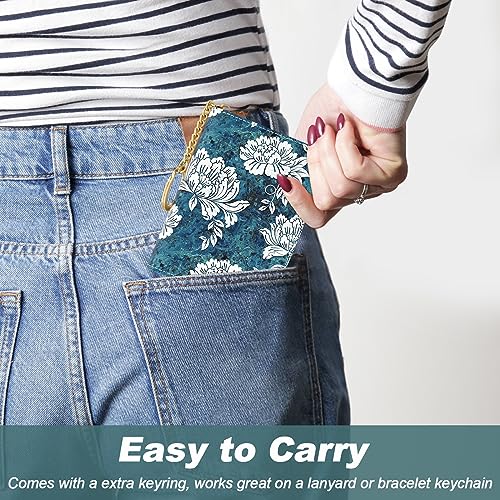 Image of Nipichsha Credit Card Holder, Small RFID Card Wallet for Women, Slim Leather Card Holder Wallet, White Flowers, 4.33 x 3.15 x 0.98 Inch, Fashions
