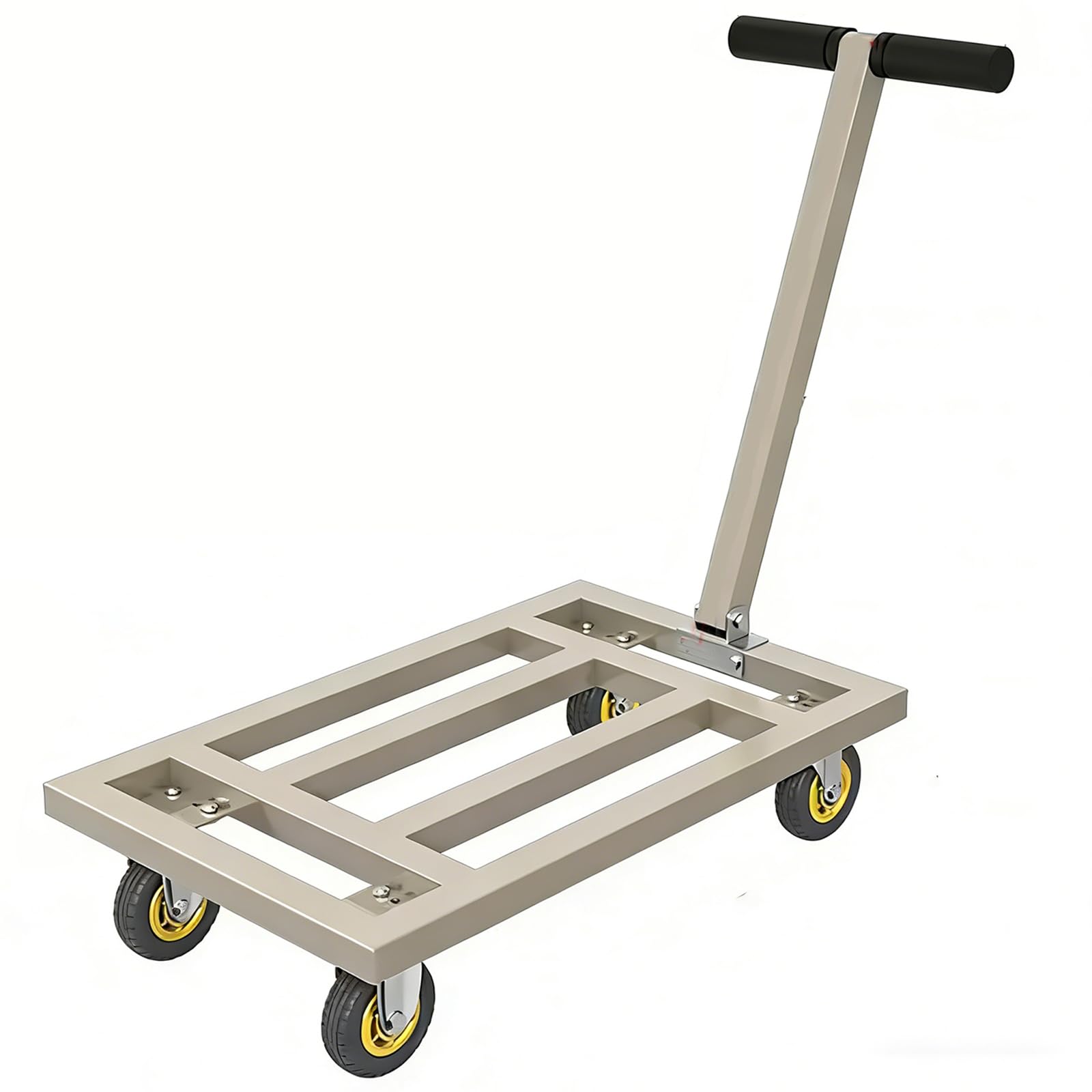 Plattformwagen Klappbar, Bis 300 Kg Tragkraft 4-Rad Transportwagen Mit VerstäRktem Stahlrahmen, Paketwagen Klappwagen Transporthilfe FüR Einfache Aufbewahrung, FüR Garage Werkstatt,Metallisch