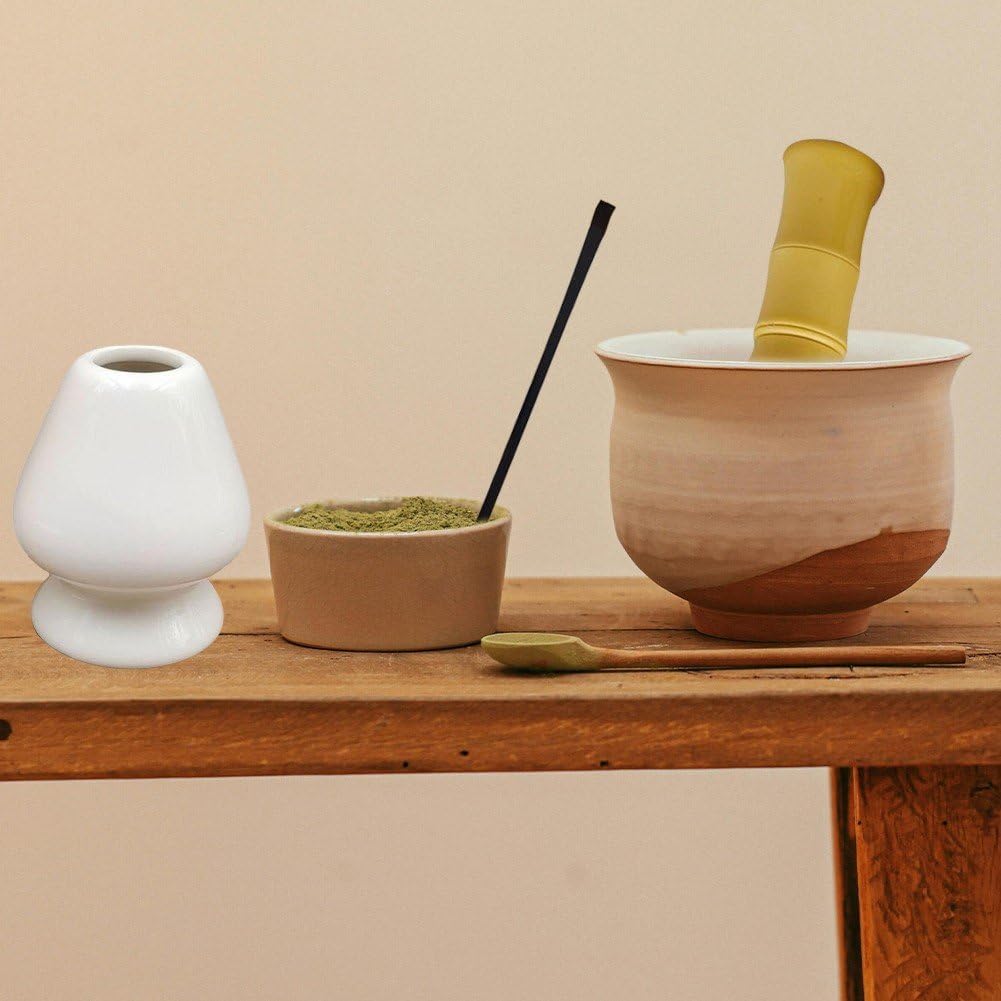 Japanese Matcha Whisk Set - Bamboo Whisk (Chasen), Ceramic Holder, Scoop, Brush, Traditional Tea Ceremony Tools - View #3