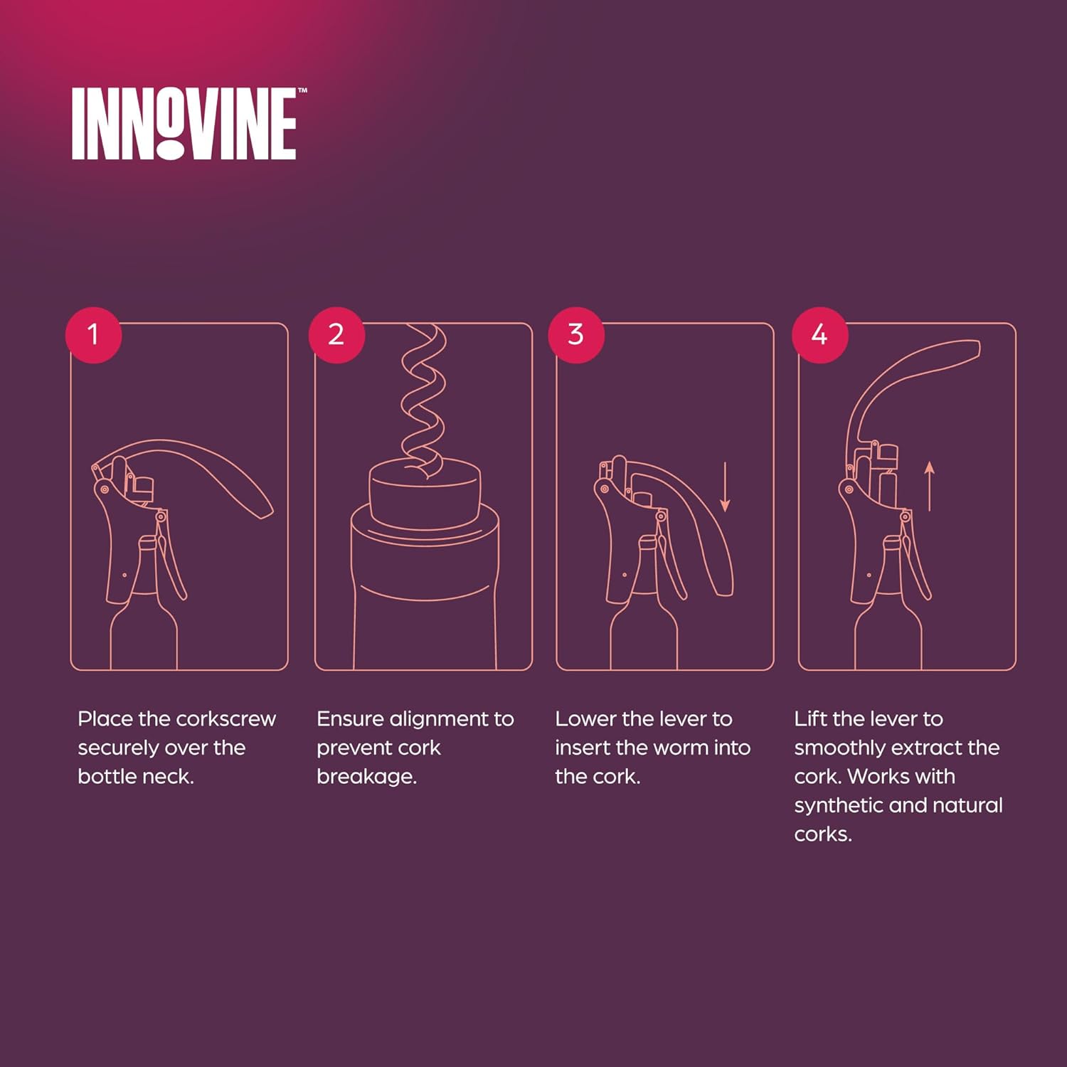 Innovine Vertical Lever Corkscrew and Adjustable Wine Aerator Pourer Gift Set, Wine Bottle Opener and Aerator for Red and White Wines, Home Bar, Housewarming and Wedding Gifts, Set of 2, Graphite