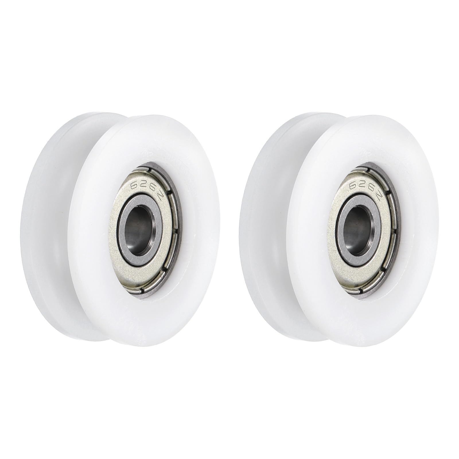 QUARKZMAN 2pz U626ZZ POM Puleggia Cuscinetto a Sfera a Gola a U 6 x 30 x 10mm Ruota a Rullo a Gola a U (GCr15) Cuscinetti in Acciaio Cromato, Bianco