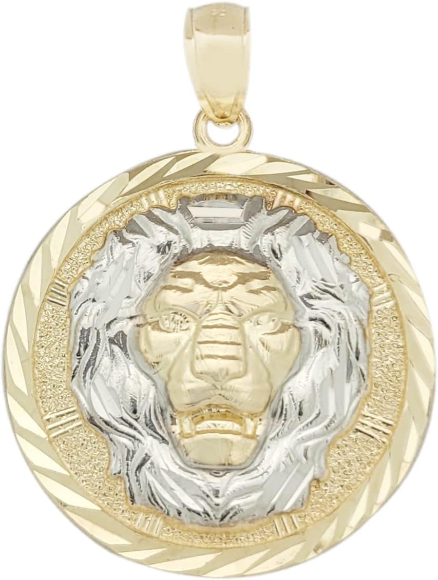 10K Yellow Gold Lion Face Charm Lion Head Pendant