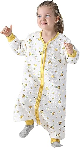 Miniatura 7 de Miipat Saco de dormir para niños pequeños con pies 1.5 TOG, saco de dormir de manga larga, unisex, manta de dinosaurio para caminantes tempranos 1-5T