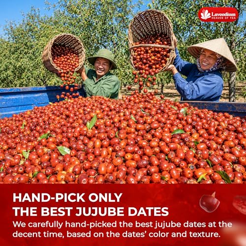 Image of Lavendium, Premium 25oz Dried Jujube Dates, 100% Natural & Pure Red Dates, No Additives or Preservatives, Non-GMO, Gluten-Free, Plant-Based & Vegan, Perfect for Snacking, Tea & Cooking