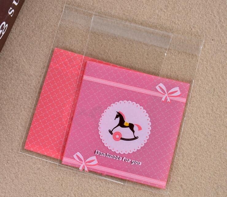100PCS/Lot Lovely Pink Cookie&Candy Bag Self-Adhesive Plastic Bags For Biscuits Snack Baking Package - (Color: NO5, Size: 70x70mm)