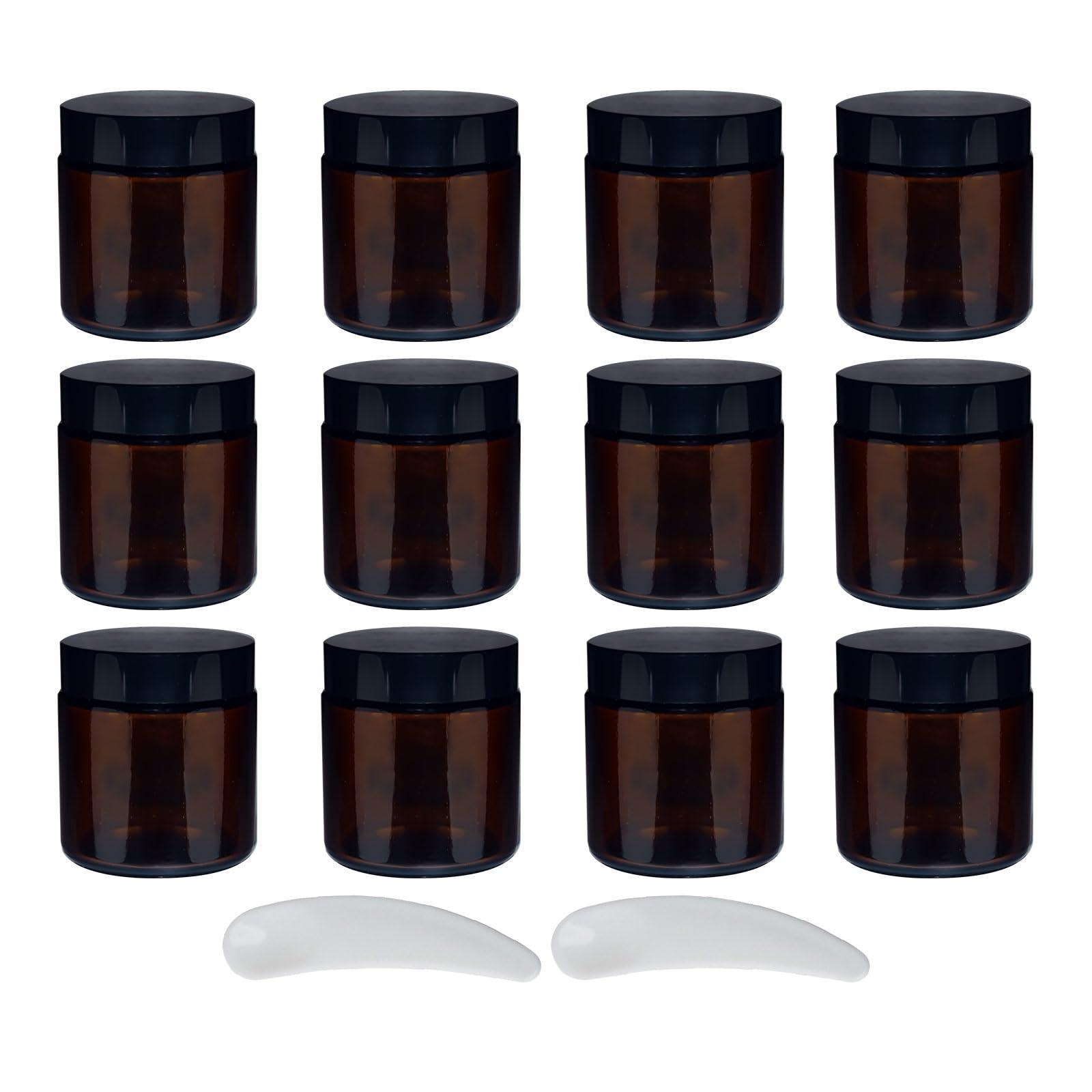 12 Stück Braunglas Salbentiegel,100ml Amber Glas Leerdose, Creme behälter,kleine dose mit deckel, Reise Probenbehälter,Cremedosen zum befüllen von Kosmetika, Lotionen, Cremes