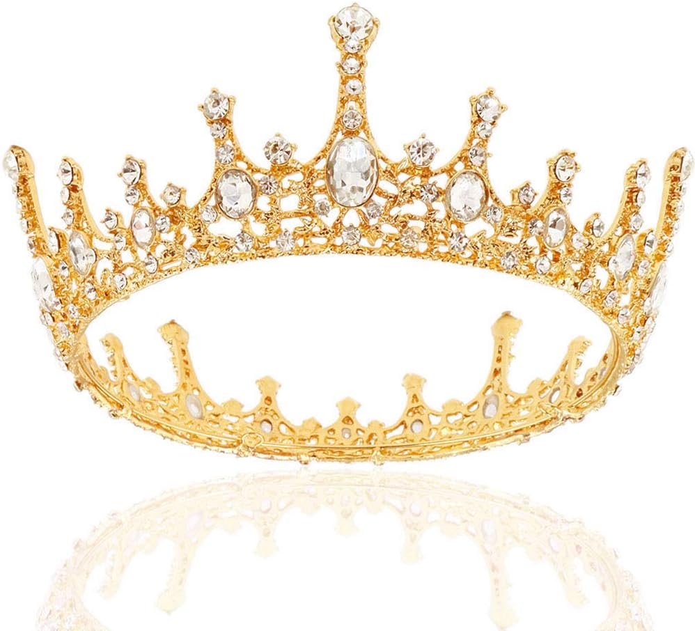 NODG Gold Crowns & Tiaras for Women - Crystal Wedding & Vintage Birthday Party Hair Accessories