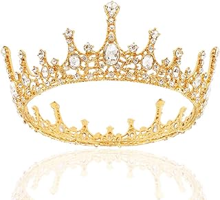 NODG Gold Crowns & Tiaras for Women - Crystal Wedding & Vintage Birthday Party Hair Accessories