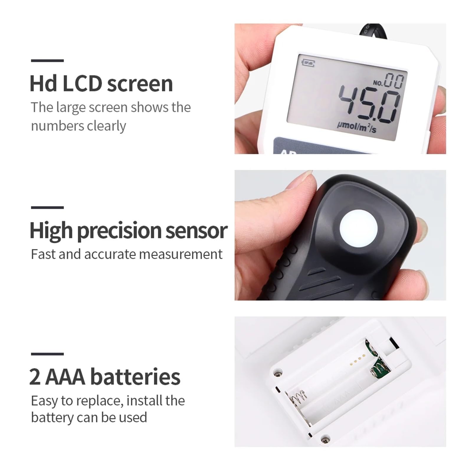 Medidor PAR, probador de Intensidad luz Alta precisión, medidor energía Digital, medición PPFD for Plantas Invernadero para Interior y Exterior