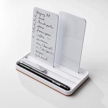 DeltaHub Reusable To-Do List for Desk - Dry Erase Daily Planner with 2 Cards, Marker & Eraser - Minimalist Desktop Organizer for Office, Work from Home - Analog Productivity Tool White