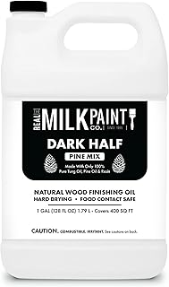 Real Milk Paint Dark Half Tung Oil Mix with Pine for Wood Finishing, Cutting Boards, Butcher Blocks, Wood Floors, Clay, Stone, Slate, 1 Gallon