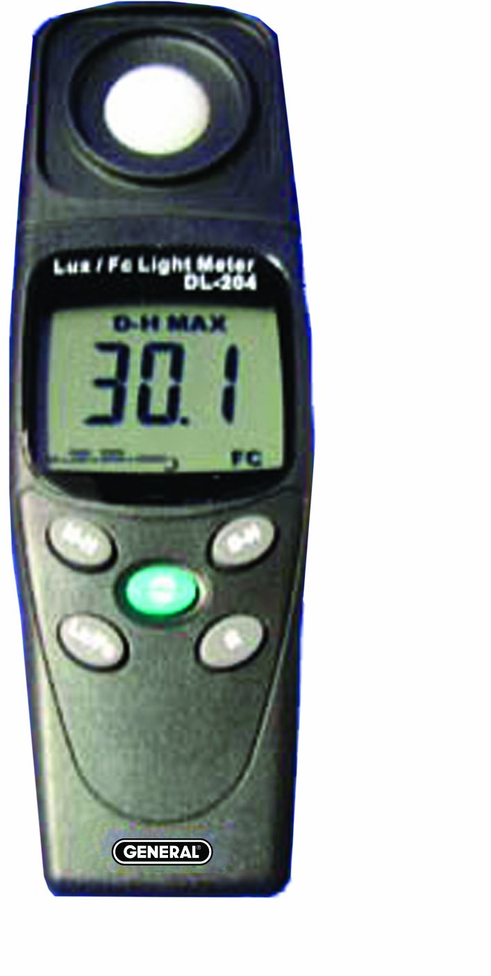 General Tools DLM204 Wide Range Light Meter Sodium Lighting, 20 to 20,000 FC, 200 to 200,000 LuX and 3-1/2 Inch Digital Display