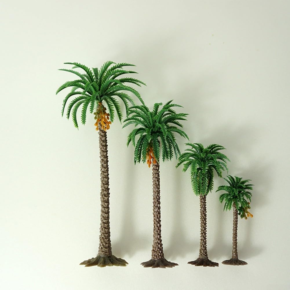 VRTYVEYBB Model Tree Set Plastic Coconut Palms for Building Models and Garden Displays, 10 Pieces (H=6CM)