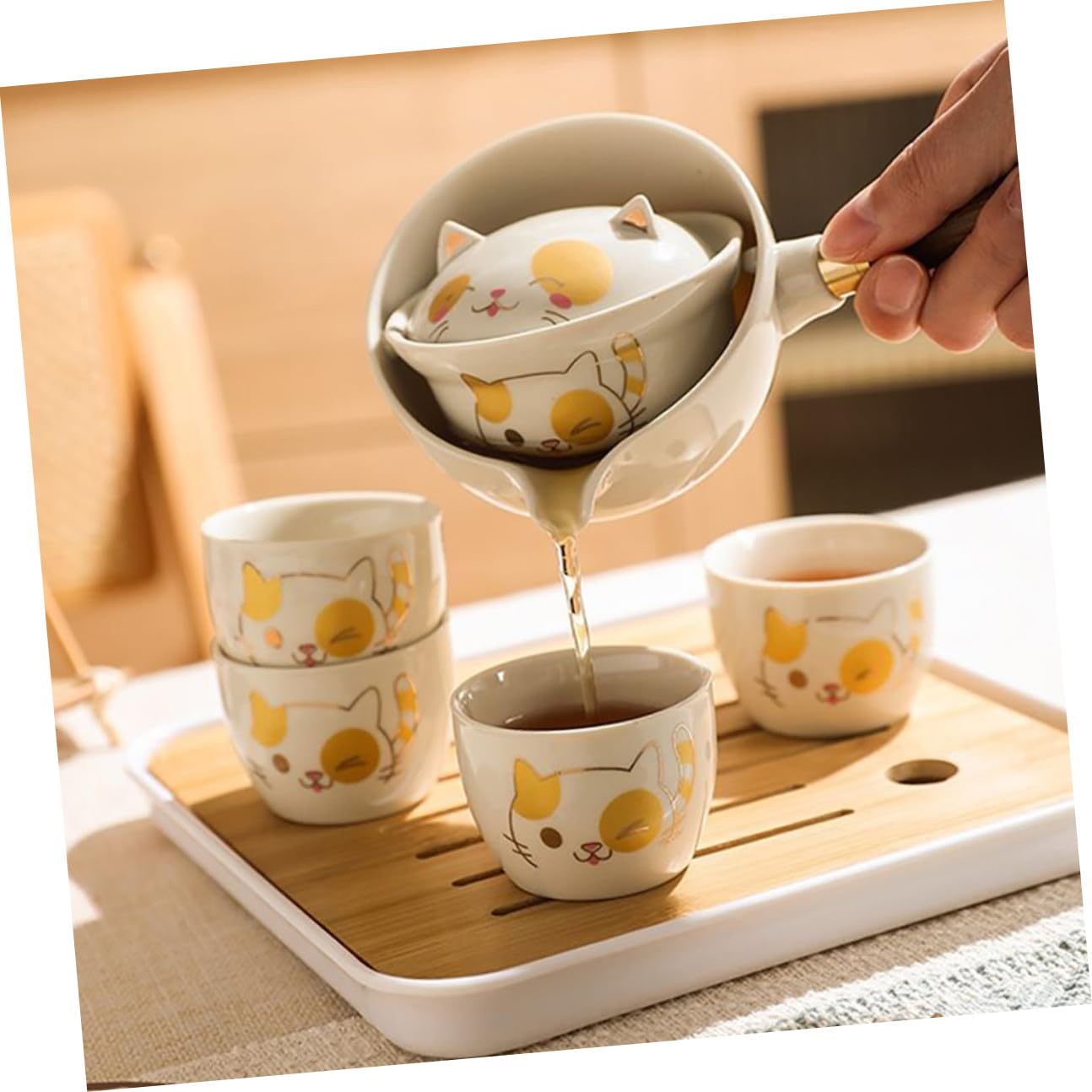 Do Parzenia Herbaty Gongfu Podróż Ceramiczny z Ukrytym Filtrem Odporny Wysoką Temperaturę Estetyczny Chiński Zestaw Herbaciany dla Miłośników Herbaty