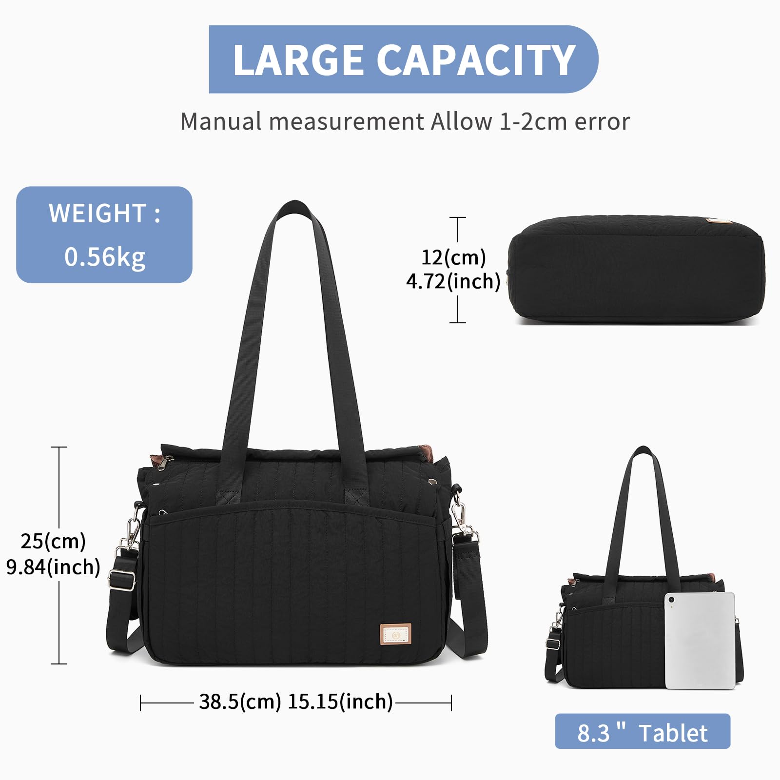Miss Lulu Sac à Langer Bébé Sac Fourre-tout en Nylon Imperméable pour Maman et Papa, Sacs à Langer à Main Épaule pour Poussette
