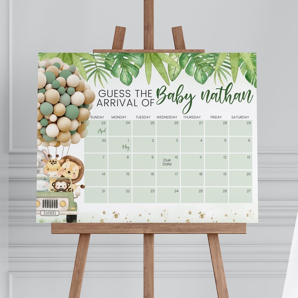 Guess Baby Due Date Calendar Sign, Due Date Calendar Baby Shower, Guess Baby'S Birth Date Sign, Blue We Are Over The Moon Baby Shower Guess Baby'S Arrival, Due Date Calendar Sign