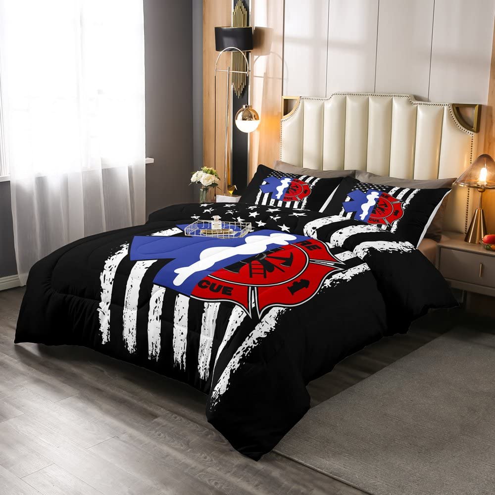 Set di biancheria da letto per bambini, ragazzi, camera da letto, con motivo a stelle e bandiera americana, in poliestere, con 1 federa, 2 pezzi