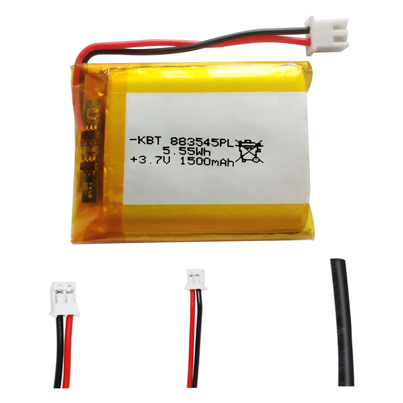 KBT KEEP BETTER TECH3.7V 1500mAh Li-Polymer Battery: 883545 Lipo Rechargeable Lithium-ion Replacement Batteries with JST Connector