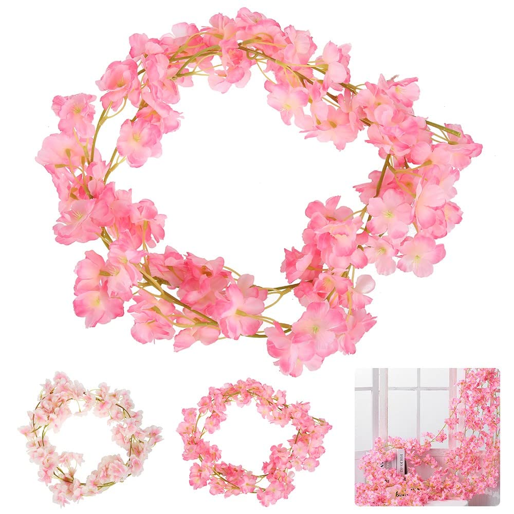 HAOSHICS Artificial Cherry Blossom Flower Vines Faux Flowers for Outdoors Hanging Silk Flowers Garland for Wedding Party Home Japanese Kawaii Decor (2)
