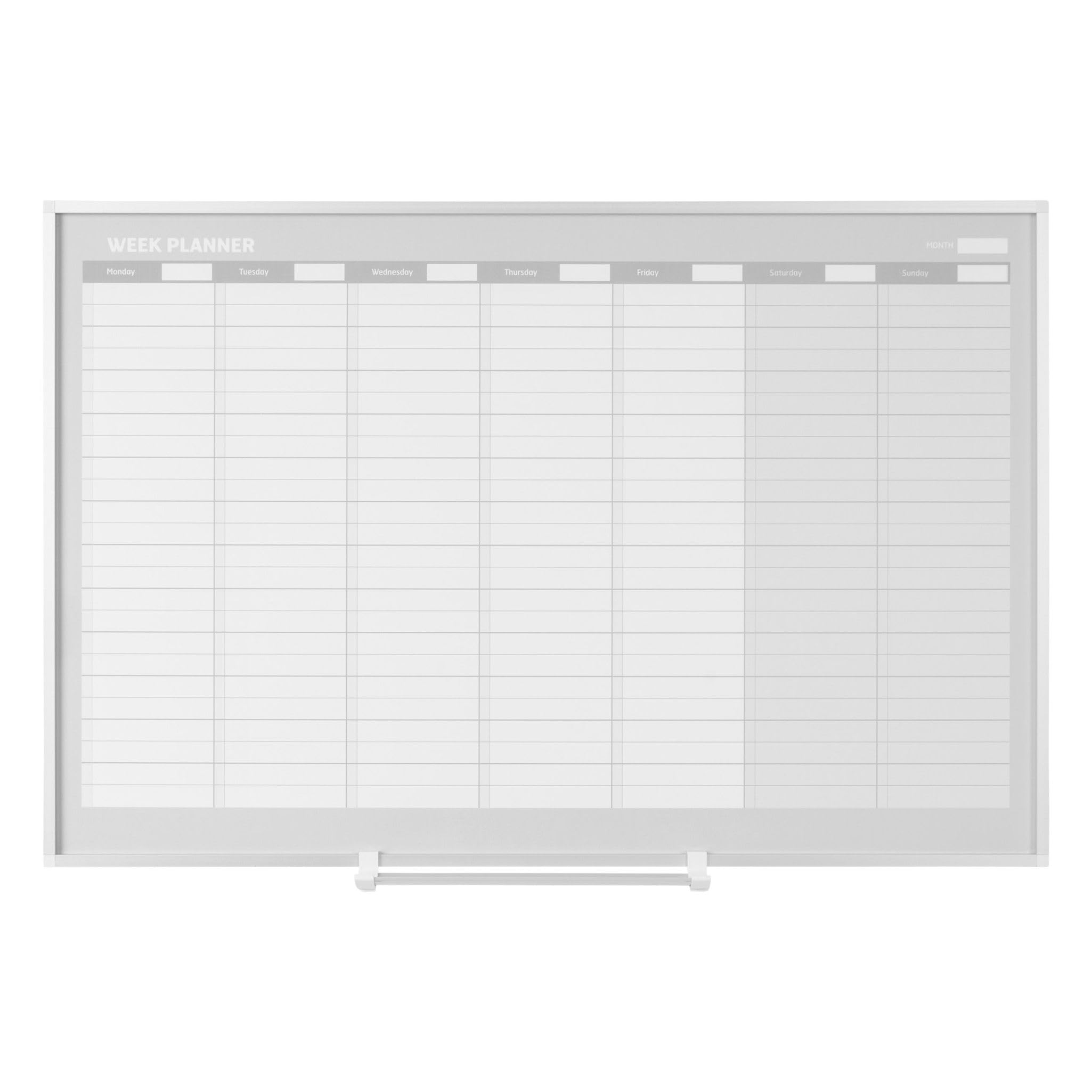 MasterVisionMagnetic Dry Erase Weekly White Board Planner, Wall Mounting, Sliding Marker Tray, 24" x 36", Aluminum Frame,Gold