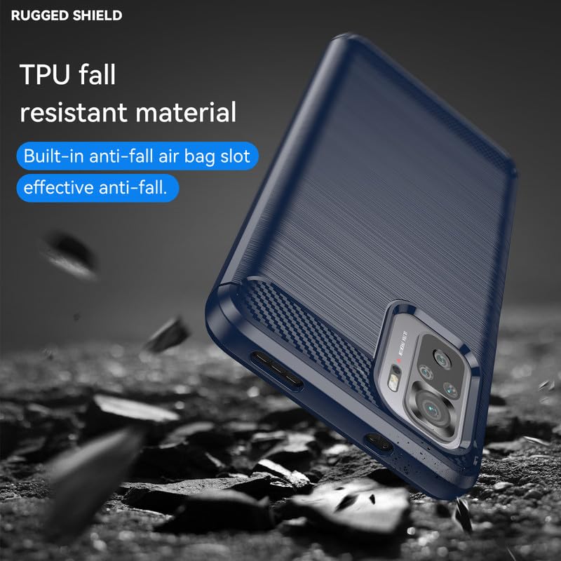 Image of Hybrid Carbon Fiber Back Case for Redmi Note 10s / Note 10 4G / Note 11 SE (Blue)