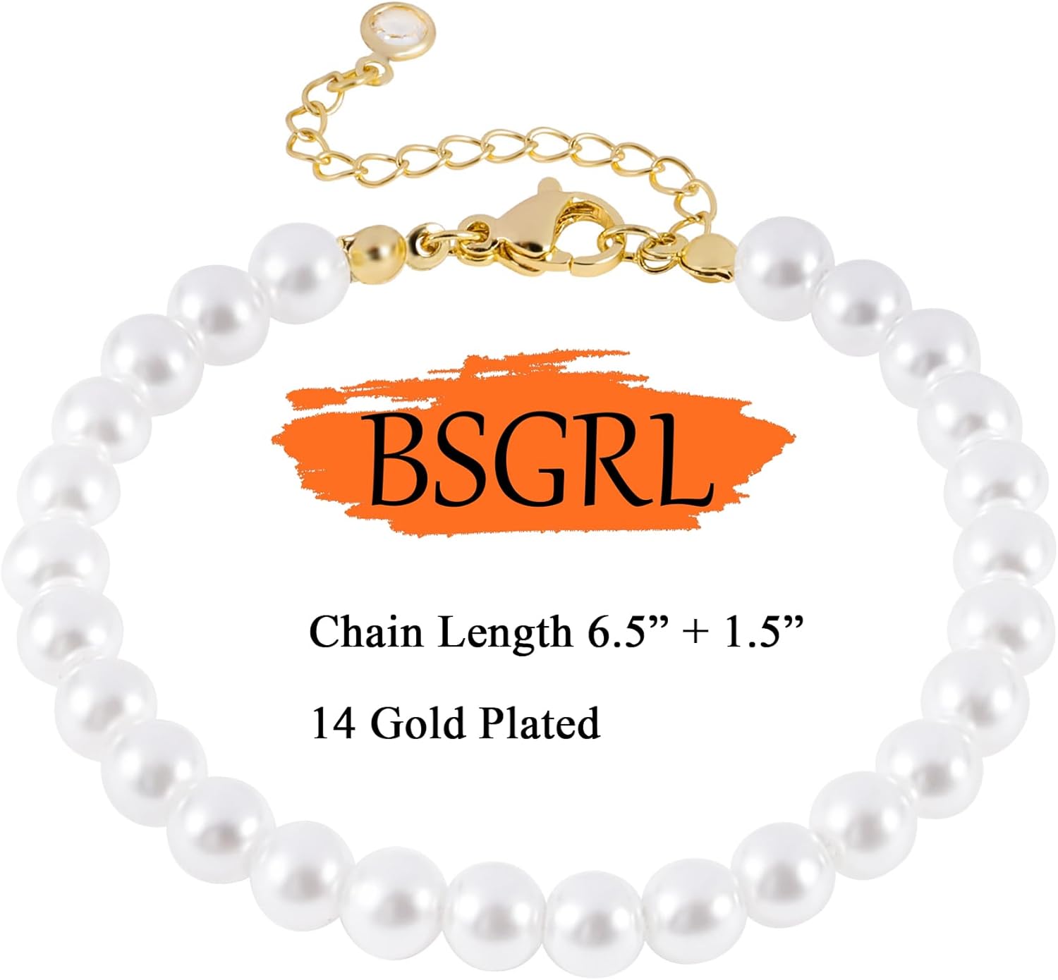 BSGRL Pearl Bracelet-14K Gold Filled Pear Bracelets for women 6.5”+2” - Image 5