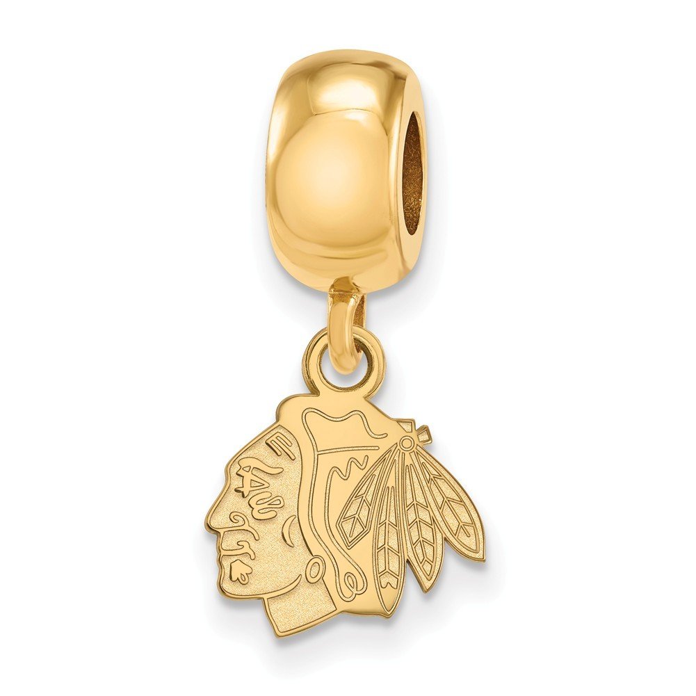 Chicago Blackhawks Bead Charm Extra Small (3/8 Inch) Dangle (Gold Plated)