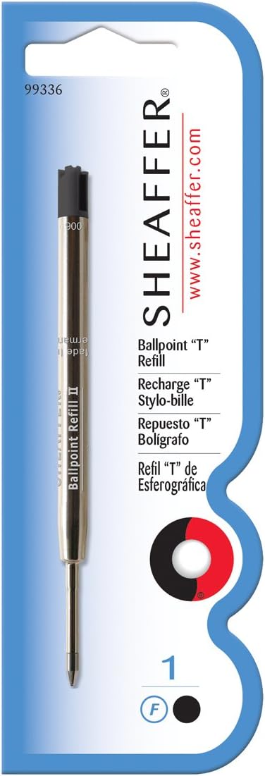 Sheaffer T Ballpoint Refill, Black, Fine Point, Single Blister Pack (99336)