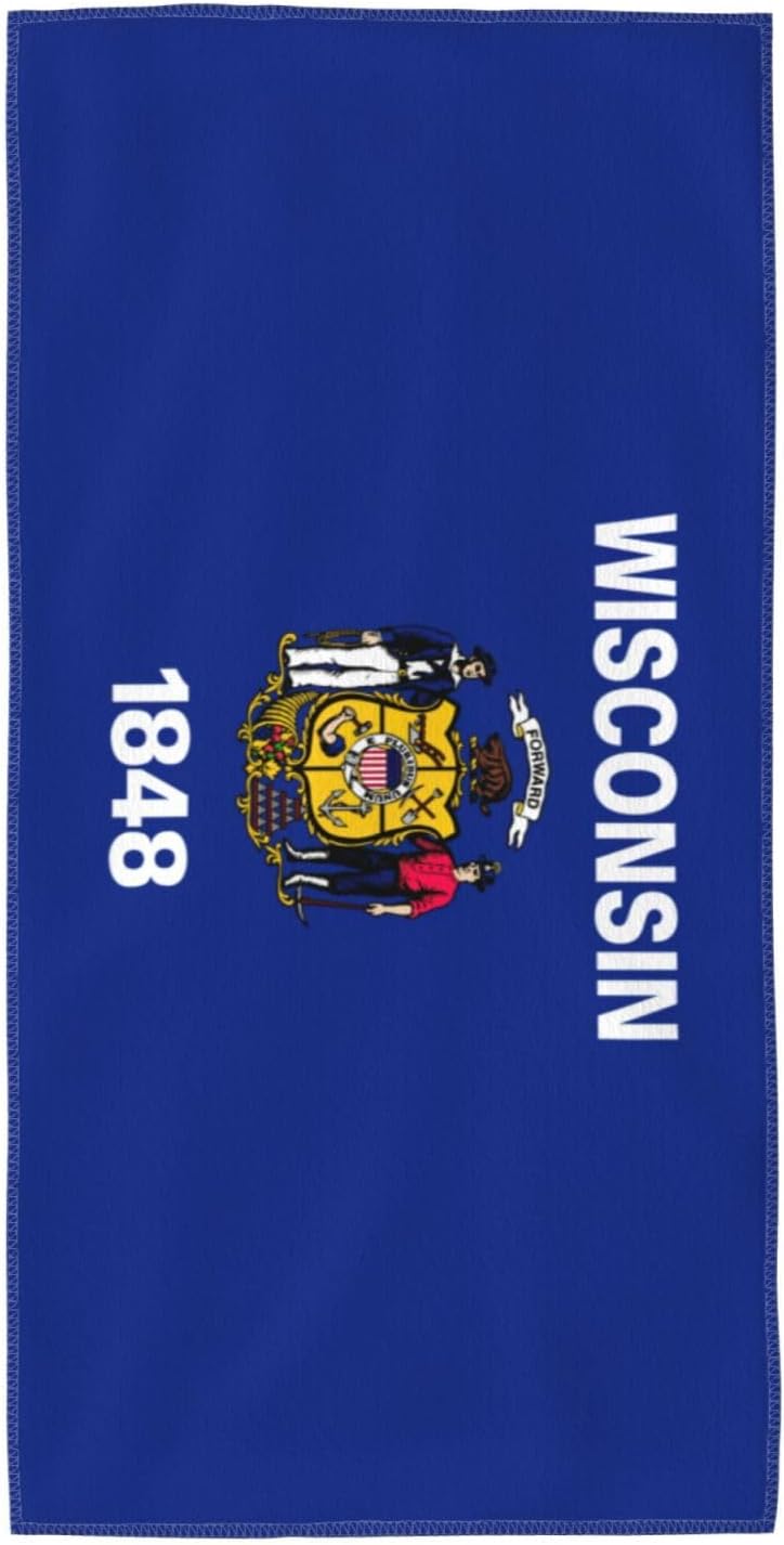 Wisconsin State Flag Print Hand Towels for Kitchen, Decorative Bathroom Towels Decor Farmhouse Cute for Men Women Gifts