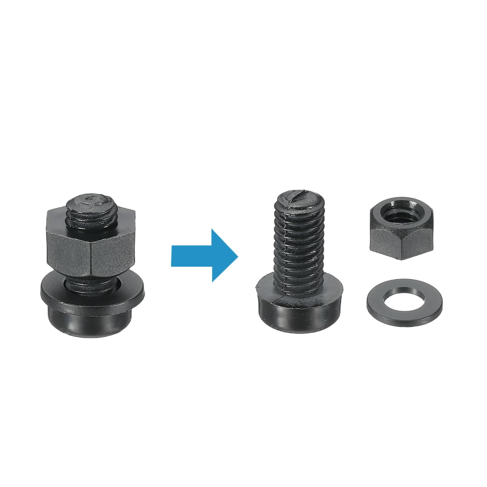 PATIKIL M6x12mm Black Nylon Bolts Plastic Nuts Full Thread Head Screws, 24 Pcs, M6*12mm - Image 3