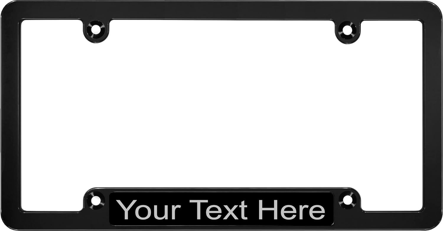 Black Single Badge | CNC Machined Billet Aluminum | Custom Personalized Car License Plate Frame - Black/Gray